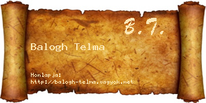 Balogh Telma névjegykártya